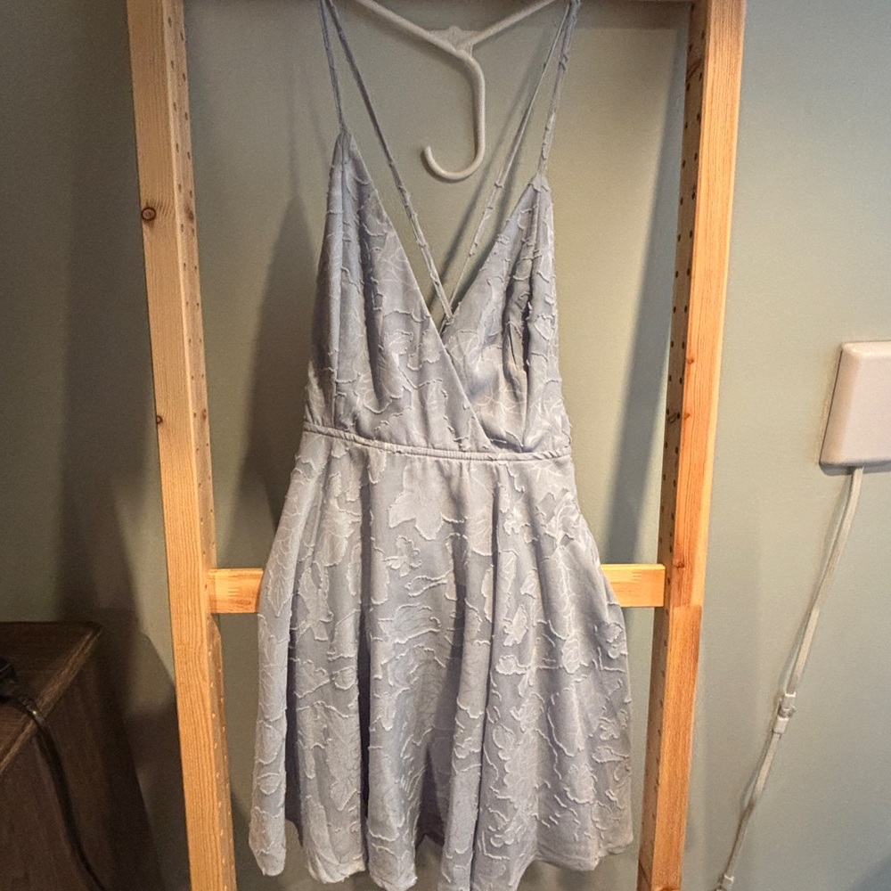 Lulu's Silver Sleeveless Plunge Sundress Mini